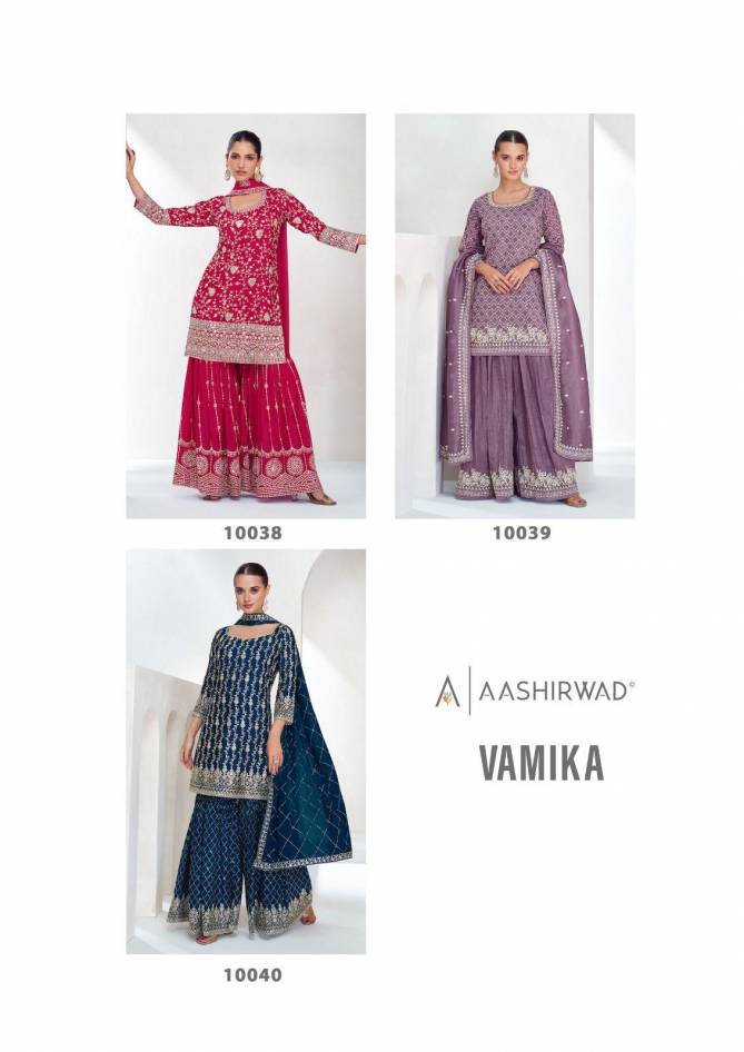 Vamika By Aashirwad Premium Chinnon Silk Surat Readymade Suits Wholesale Market